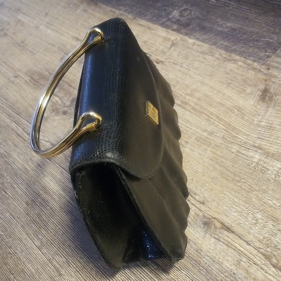 GIVENCHY Seashell RARE Reptile Black Leather Gold Top handle & Monogram … - Picture 14 of 17